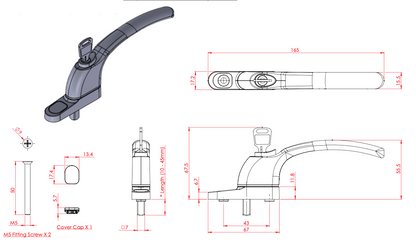 Ultion In Line Window Handle (Espagnolette)