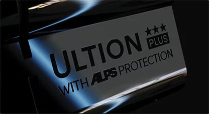 Logo with 'ULTION PLUS' and 'ALPS PROTECTION' text on a reflective surface.
