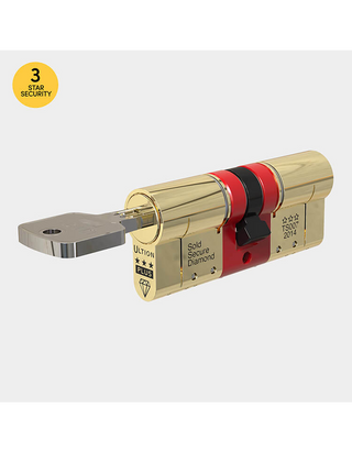Ultion 3 Star Plus Euro Cylinder Gold - Lock Anti Snap, Police Approved