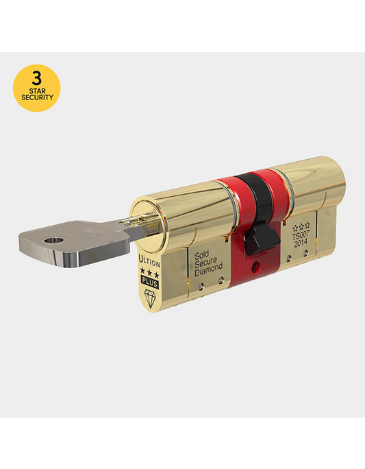 Ultion 3 Star Plus Euro Cylinder Gold - Lock Anti Snap, Police Approved