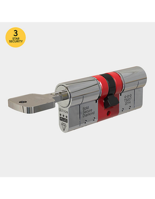Ultion 3 Star Plus Euro Cylinder Chrome - Lock Anti Snap, Police Approved