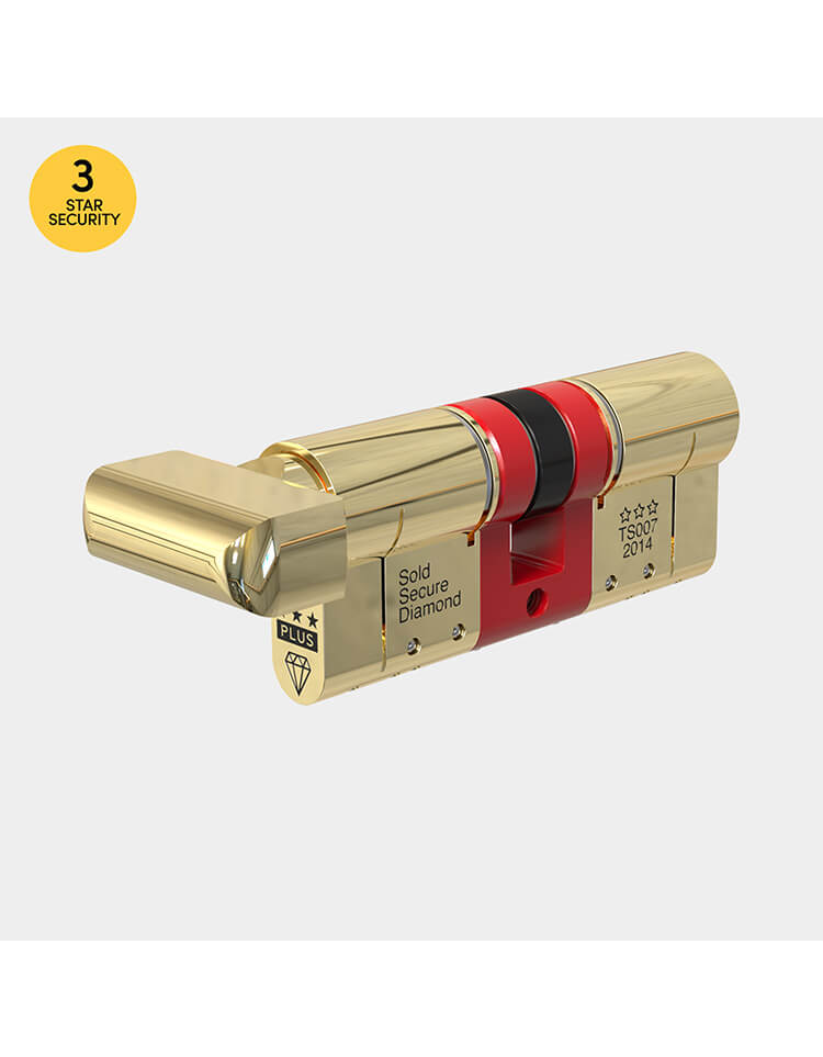 Ultion 3 Star Plus Euro Cylinder Gold Thumb Turn - Lock Anti Snap, Police Approved