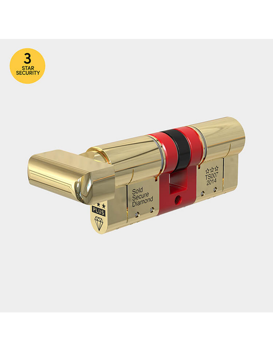 Ultion 3 Star Plus Euro Cylinder Gold Thumb Turn - Lock Anti Snap, Police Approved