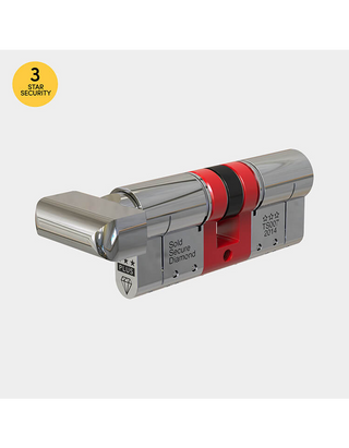 Ultion 3 Star Plus Euro Cylinder Chrome Thumb Turn - Lock Anti Snap, Police Approved
